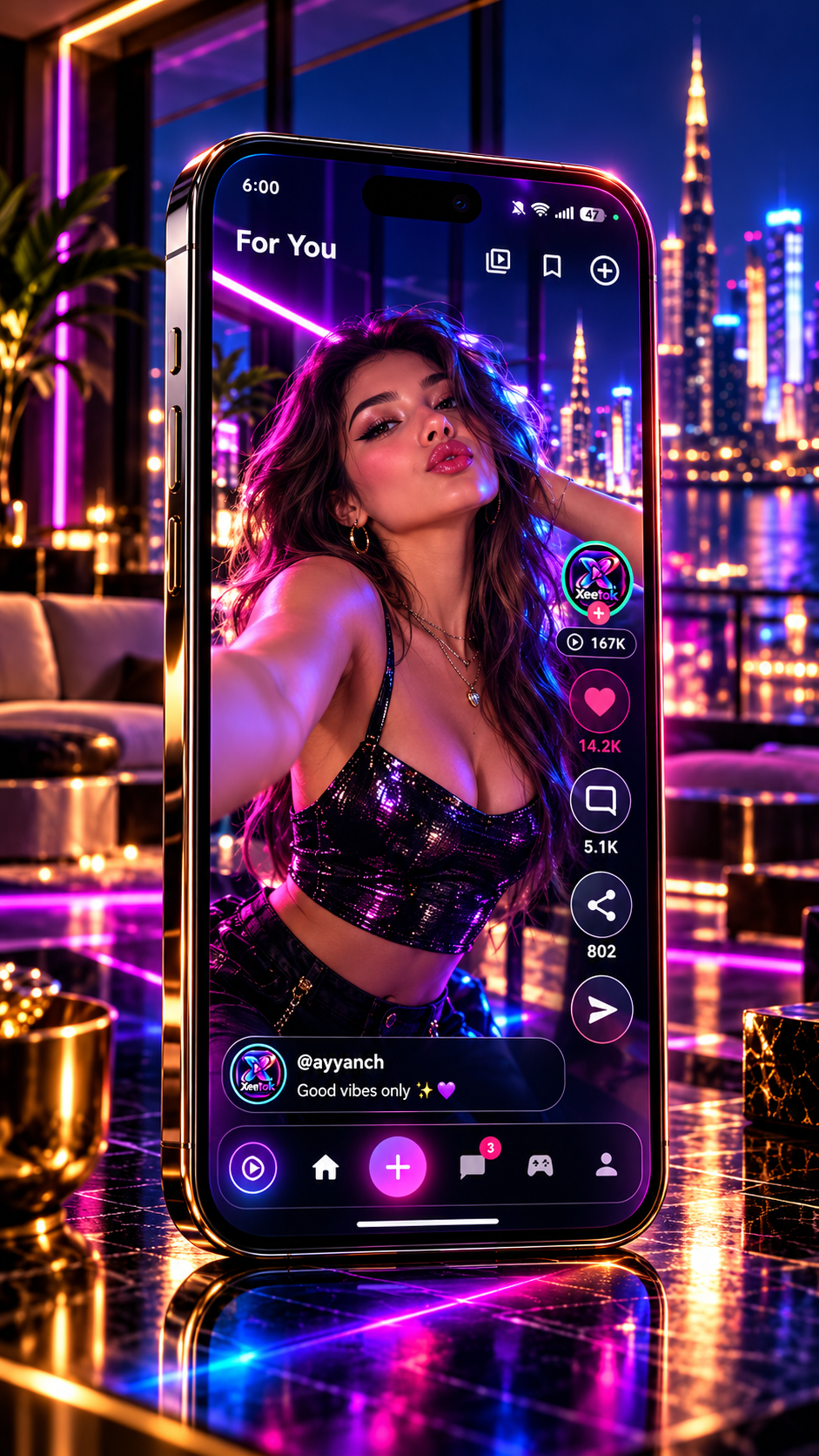 Xeetok mobile app interface